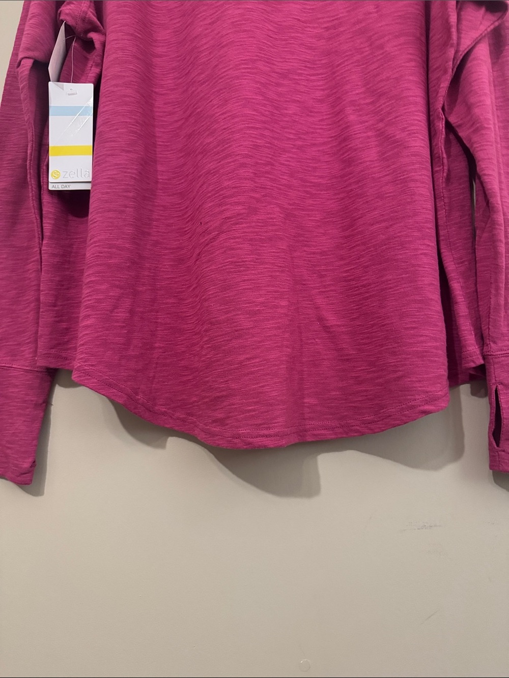 NWT- Zella All Day Slub Long Sleeve T-Shirt, Raspberry, size Large - Picture 11 of 12